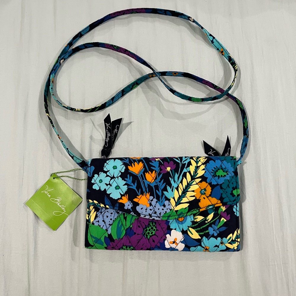 NWT Vera Bradley Midnight Blues Crossbody Bag with Quilted Cotton